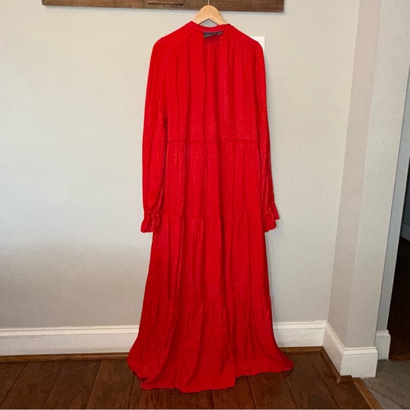 Maeve By Anthropologie Wendy tiered long sleeves boho maxi dress red Size XL - Picture 8 of 15